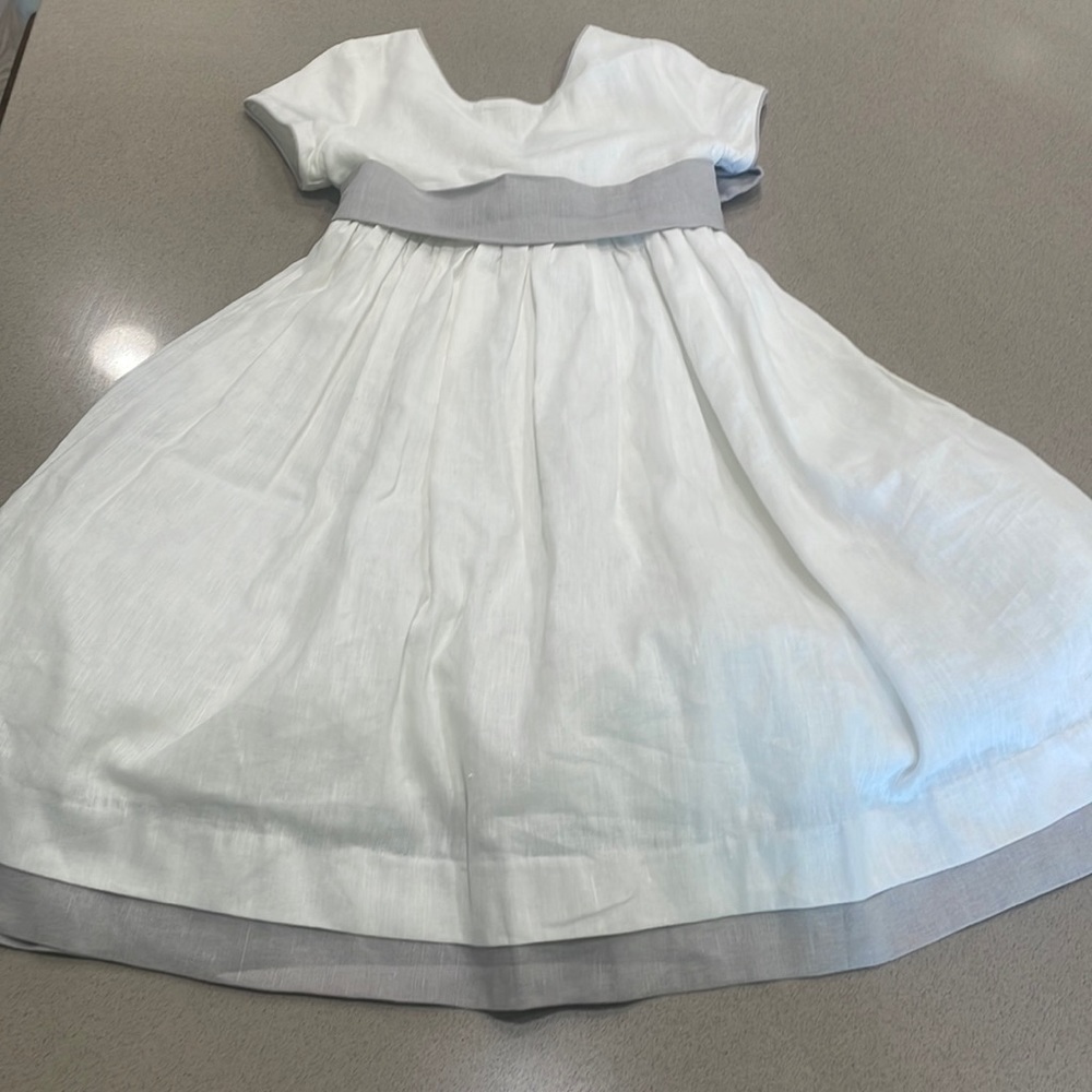 Girls Jodhpur White Linen Cotton Dress 8
